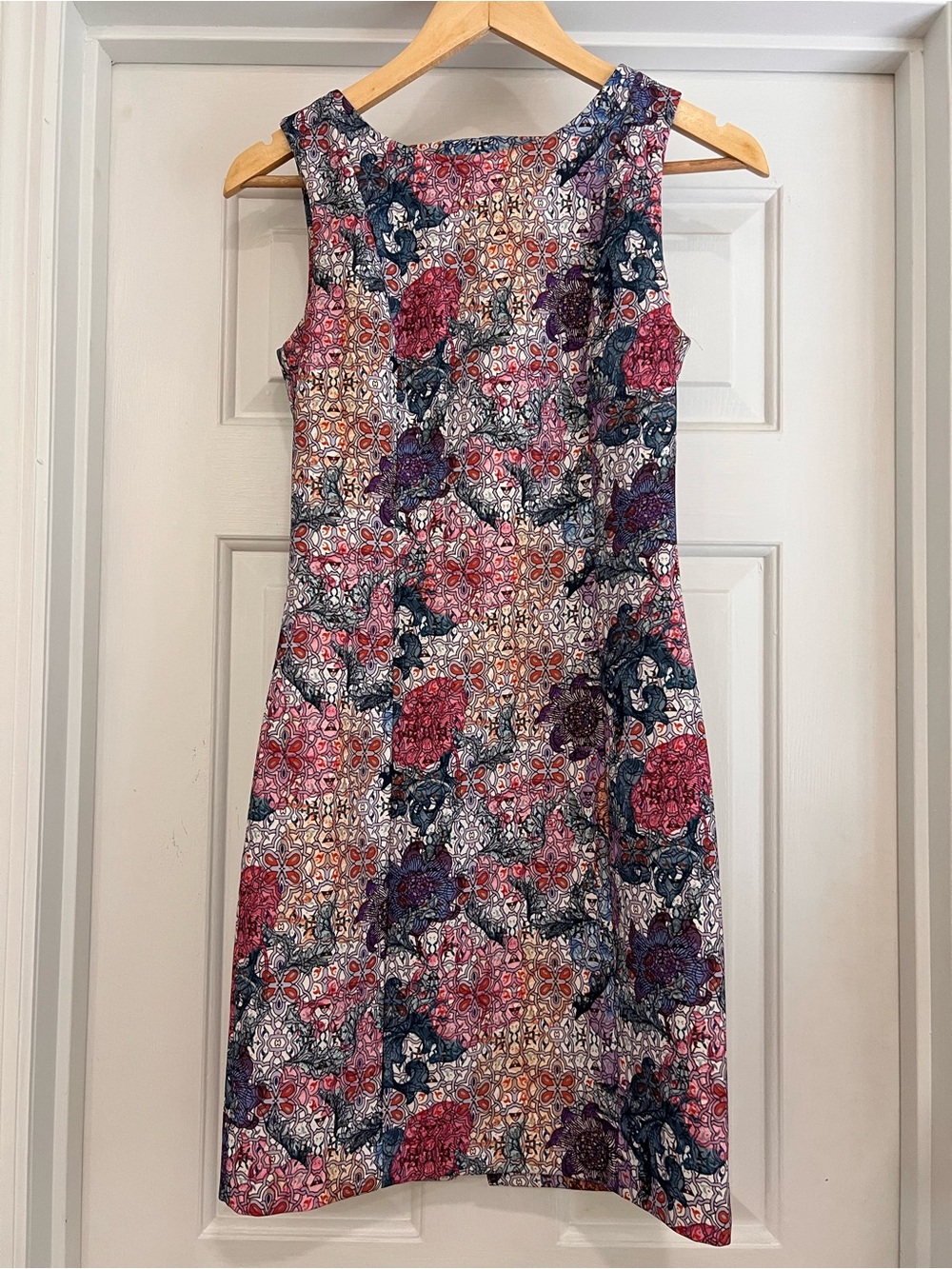 H&M Floral Print Sleeveless Mini Dress US 4 Multicolor Stretch Back Zip